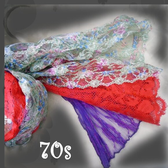 Lace Scarf Bundle of THREE Lacy Long Scarves - 70s Vintage - Picture 1 of 16